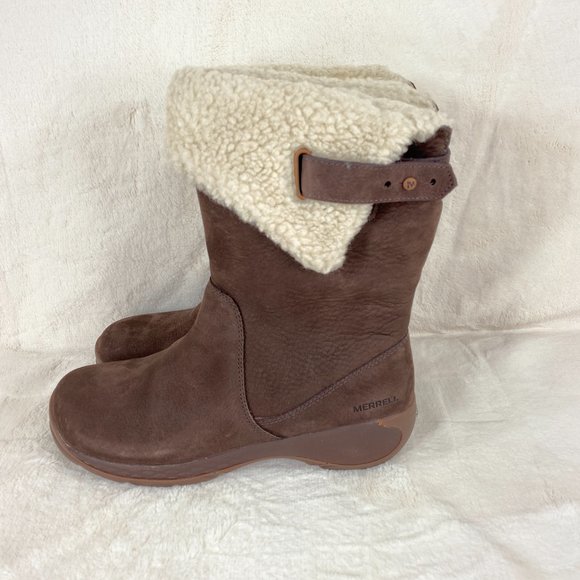 NEW Merrell Womens Encore Q2 Leather Espresso Mid-Calf Winter Snow Boots J94904 - Picture 5 of 12